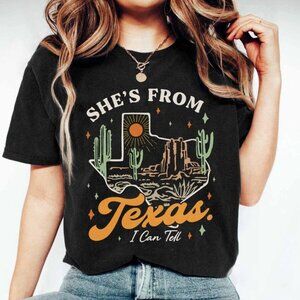 She’s From Texas T-Shirt, Retro Cowgirl Southern Graphic Tee